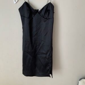 Black silk body con dress